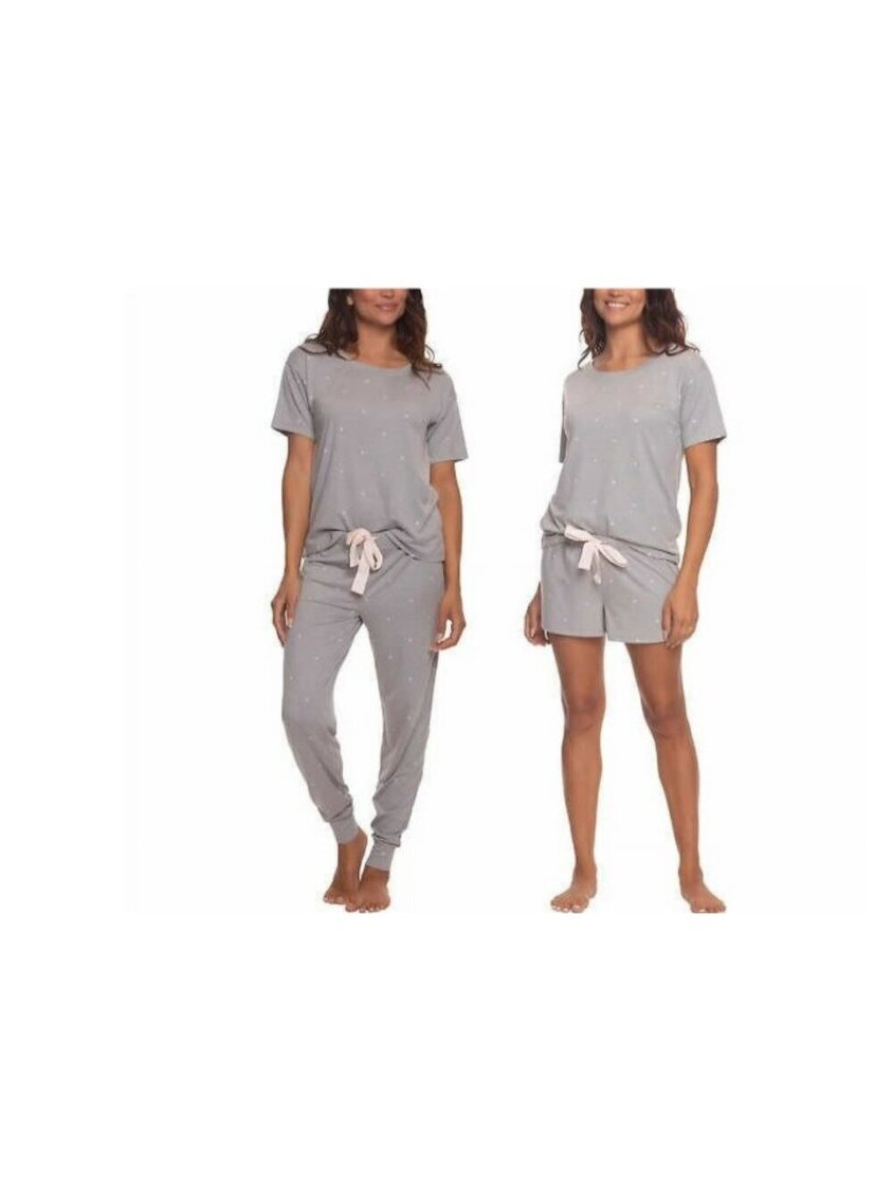 NWT Felina Women's S 3-Piece Pajama Set Tee Shorts & Joggers Grey C0728